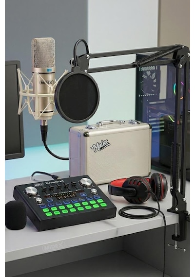 Cx1 Compact Set-2 Efektli Ses Kartı Mikrofon Stand Seti Pc Ve Telefon