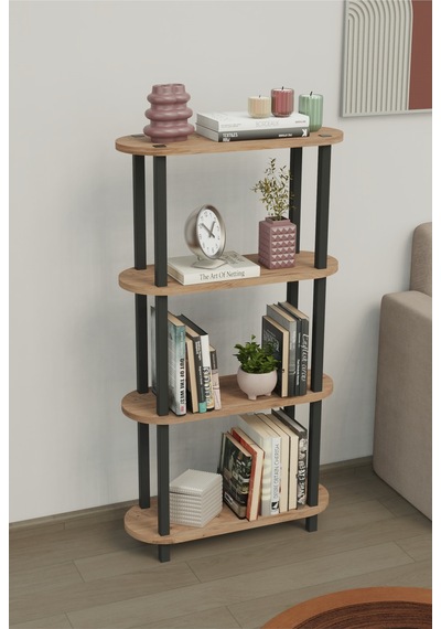 Soft 4 Katlı Modern Kitaplık Dekoratif Çok Amaçlı Kitaplık Ve Organizer Çok Raflı Düzenleyici - Meşe Kahverengi Soft 4 Katlı Modern Kitaplık Dekoratif Çok Amaçlı Kitaplık Ve Organizer Çok Raflı Düzenleyici - Meşe Kahverengi
