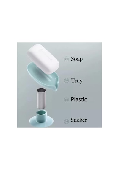 Buççin Online Mağaza Gri Renk Vantuzlu Su Tutmaz Katı Sabunluk Plastik Yeşil Çok Renkli