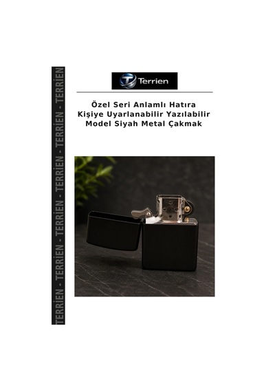 Özel Seri Anlamlı Hatıra Kişiye Uyarlanabilir Yazılabilir Model Siyah Metal Çakmak
