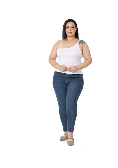 Disentis Büyük Beden Asimetrik Askılı Viskon Beyaz Body-beyaz Beyaz