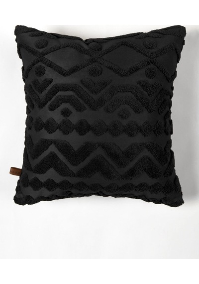 Bohem Özel Tasarım Punch Panç Desen Kare Dekoratif Kırlent Kılıfı 43x43 cm Letta Siyah
