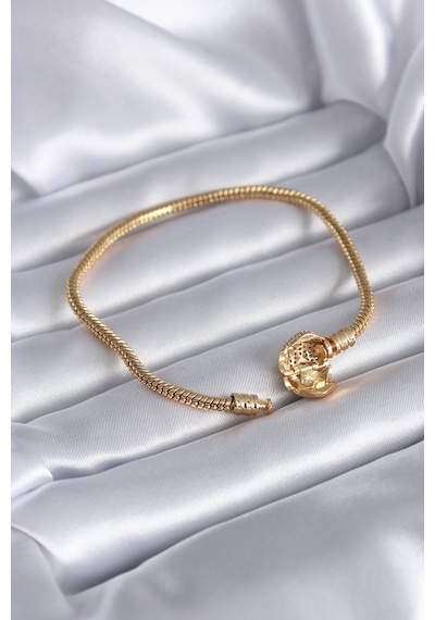 Gold Renk Zirkon Taşlı Kalp Model Pirinç Charm Kadın Bileklik Çok Renkli