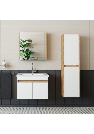 Roomart '' Lavabolu '' Atlantik-beyaz Mat Mdf 65 Cm Banyo Alt Dol Atlantik Çam - Beyaz