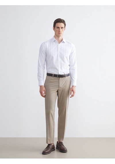 Lcw Busıness Lacivert Slim Fit Uzun Kollu Çizgili Gabardin Erkek Gömlek