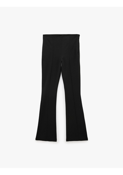 Koton Bürümcük Kumaş Slim Fit İspanyol Paça Tayt Pantolon Siyah 6sal40087ık