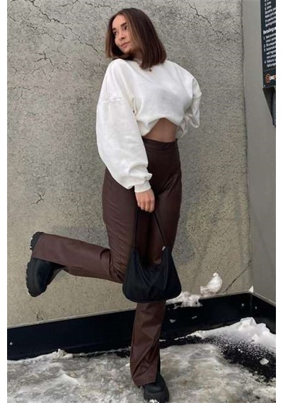 Madmext Madmext MG1559 Bisiklet Yaka Basic Kadın Sweatshirt - Ekru