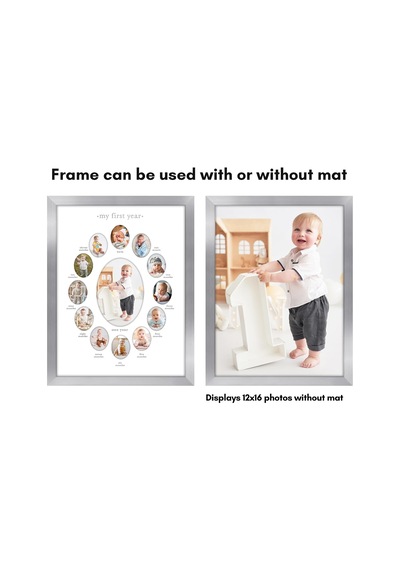 Kırılmaya Dayanıklı Camlı 12x16 Birinci Yıl Fotoğraf Çerçevesi - On İki 2x3 Fotoğraf ve Bir 5x7 Resme Uyar - Kreş Dekoru, Yeni Doğan Anne Hediyesi Veya Bebek Partisi İçin Kolaj Çerçevesi Çok Renkli