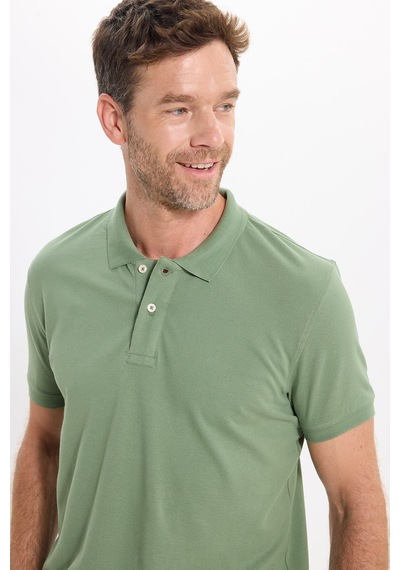 Tudors Erkek Slim Fit Dar Kesim Premium Seri %100 Pamuk Yumuşak Dokulu Merserize Yeşil Polo Yaka Tişört-50941