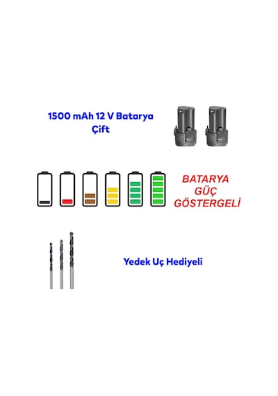 Total Çift Akülü Darbeli Vidalama Matkap 12 V Li-on 1500 Mah
