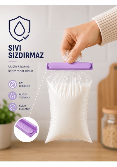 Beylini 12'li Pratik Poşet Kıskacı Mühür Klipsi Sızdırmaz Ambalaj Ve Torba Kapatma Aparatı Pratik Poşet Ağzı Kapatıcı Çok Renkli
