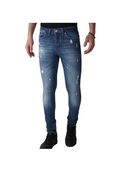 Erkek Denim Lzr Işlemli 15 Ons Trend Mavi