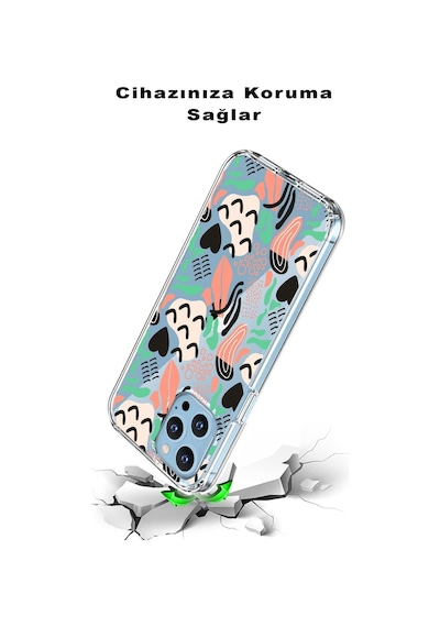 Huawei Nova 9 İle Uyumlu 1mm Kapak Memphis Desen Tasarımlı Şeffaf Silikon Kılıf