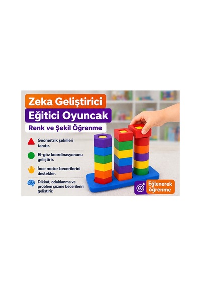 Montessori Tarzı Eğitici Oyuncak 1+ Yaş Renk Ve Şekil Eşleştirme