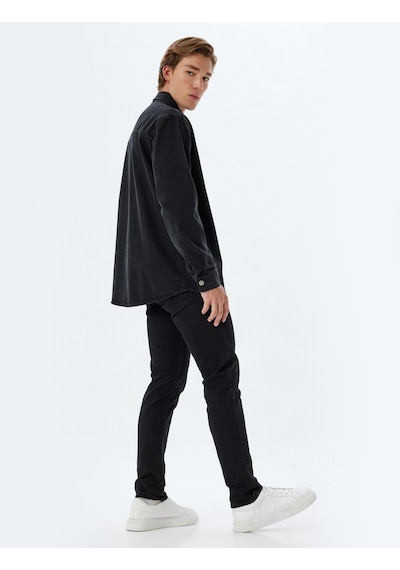 Koton Düğmeli Standart Bel Slim Fit Kot Pantolon - Brad Jean Siyah 5wam40057ıd Siyah