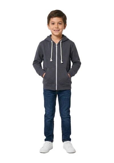 Mnk Baby & Kids Çocuk İkiiplik Mevsimlik Fermuarlı Kapüşonlu Sweatshirt Mnk0540 Füme