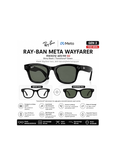 Ray-ban Meta Wayfarer Gen 2 Rw4012 601/1m50 Akıllı Gözlük