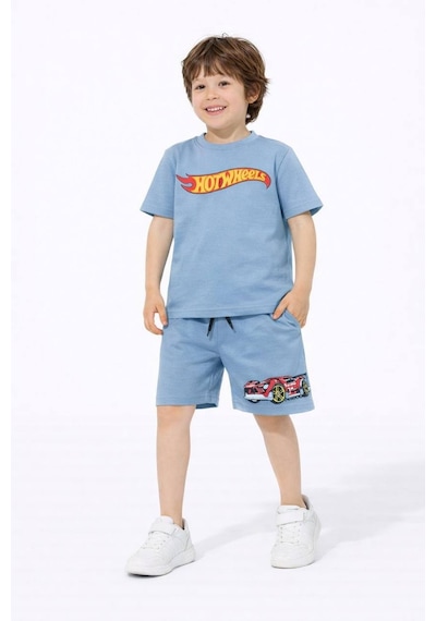 Miniko Kids Erkek Çocuk Hot Wheels Modelli Pamuk Şortlu Takım Mavi