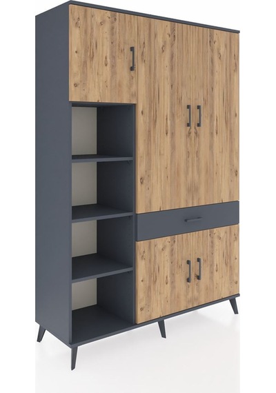 Hyperion Dolap 8 Raflı Tek Çekmeceli 5 Kapaklı 132x44x195 Antrasit-çam/antrasit Atlas Çam/antrasıt - Antrasıt Hyperion Dolap 8 Raflı Tek Çekmeceli 5 Kapaklı 132x44x195 Antrasit-çam/antrasit Atlas Çam/antrasıt - Antrasıt