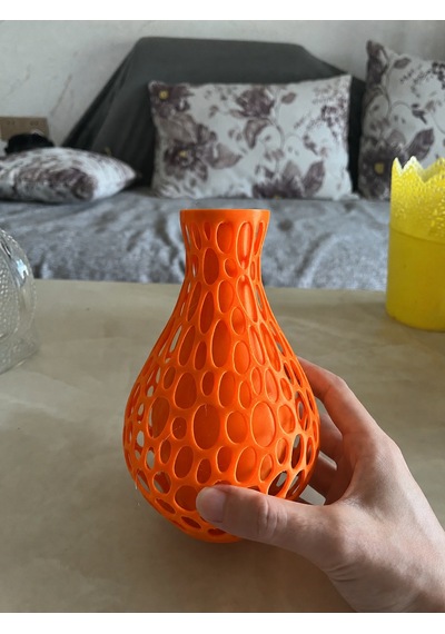 3d Baskı Petek Dokulu Vazo - Delikli Dekoratif Vazo-turuncu Diğer