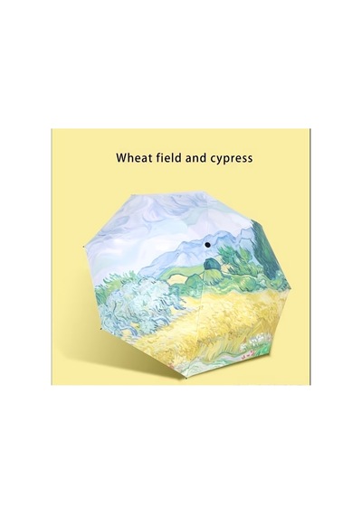 Lilly Uv 50+ Taşınabilir Şemsiye,ultra Hafif Güneş Uv Korumalı Şemsiye, Wheat Field And Cypress Mavi Mavi