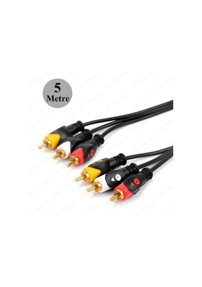 3RCA Erkek 3 RCA Erkek Kompozit Ses Video AV Kablosu - 5 Metre
