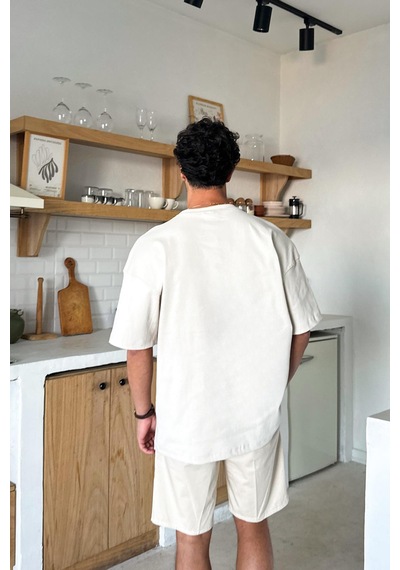 Flaw Basic Oversize Tişört Bej-26074 Bej