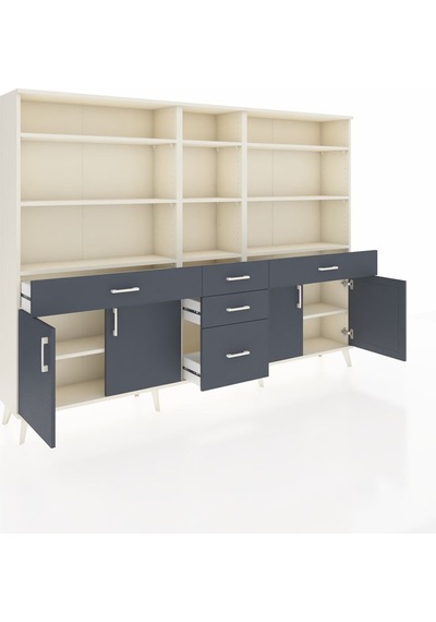 Arges Dolap 11 Raflı 5 Çekmeceli 4 Kapaklı 220x30x163 Aytaşı-antrasit Antrasıt - Aytası