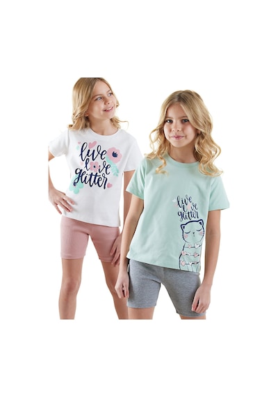 Denokids Çiçekler Kız Çocuk 2'li Pijama Takım Renklı Çok Renkli