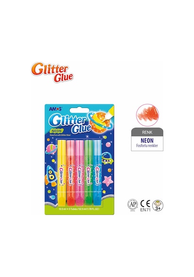 Amos Simli Yapıştırıcı Neon Renkler 10.5Ml X 5 Tüp Gne10B5