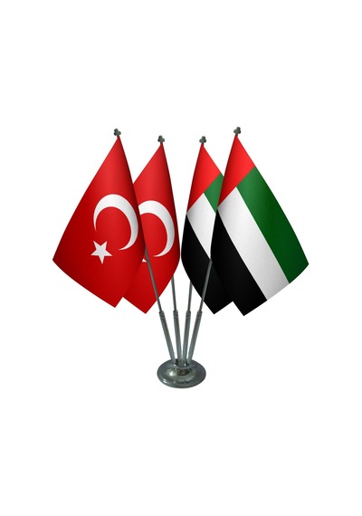 Masa Üstü Birleşik Arap Emirlikleri Bayrağı Türk Bayrağı Dörtlü K