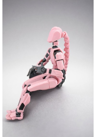 Female Saçlı Pembe Robot Figür Oyuncak Eklemli Aksiyon Modeli