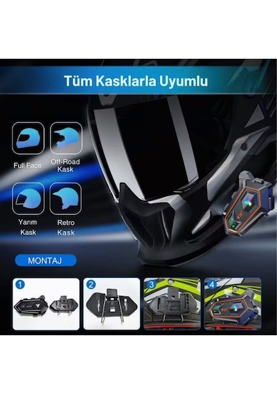 River World Motorsiklet Kaskı İçin Bluetooth Kask Kulaklığı Uzun Ömürlü Suya Dayanıklı Batarya