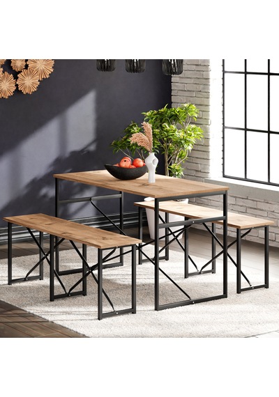 Masa Takımı Bench Bank Masa Seti 120x60  Masa Mutfak Masası Yem