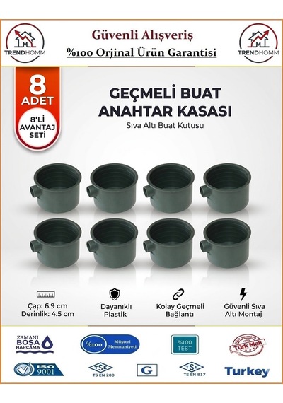 Trendhomm Anahtar Kasası - Geçmeli Sıva Altı - 8 Adet
