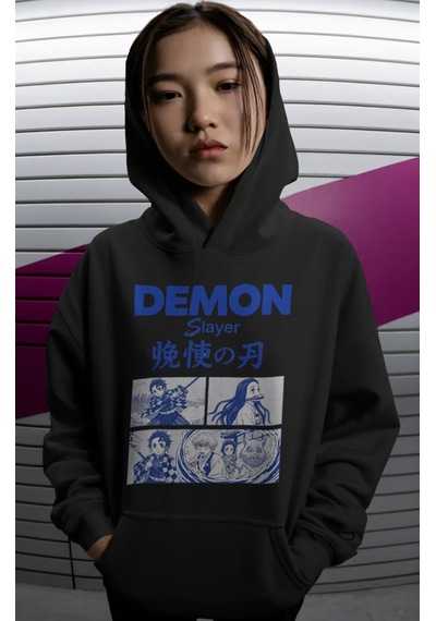 Sevbano Demon Slayer Anime Sırt Baskılı Unisex Oversize Premium Hoodie Siyah Sevbano Demon Slayer Anime Sırt Baskılı Unisex Oversize Premium Hoodie Siyah