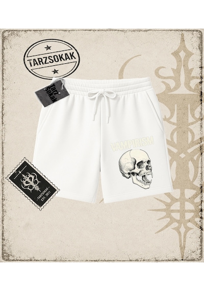 Tarzsokak Gotik & Grunge Streetwear Vampırısm Unisex Şort Beyaz
