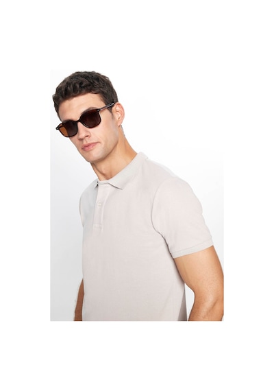 Tudors Erkek Regular Fit Klasik Kesim %100 Pamuk Düz Pike Gri Polo Yaka Tişört-33019 Gri