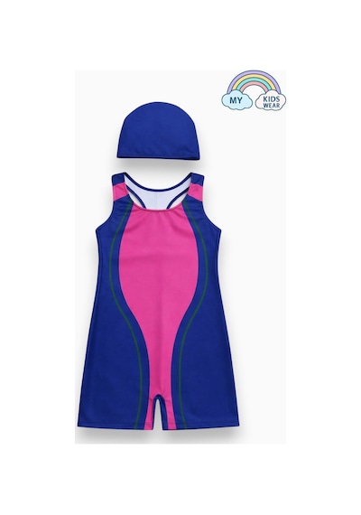 My Kids Wear Kız Çocuk Deniz Yüzücü Mayoları 5-16 Yaş 12623 Fuşya - Mint