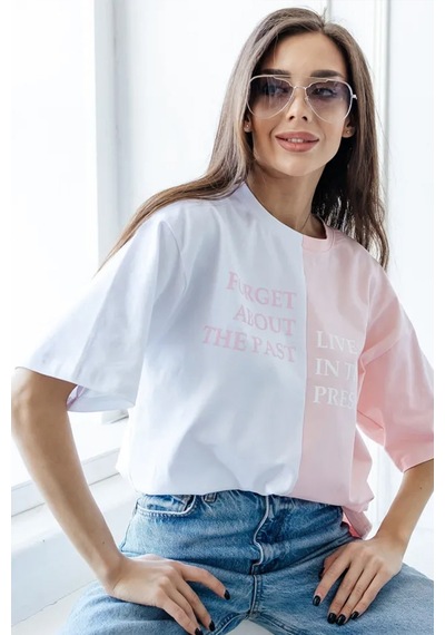 Unisex Forget Live Baskılı Oversize Tshirt Pembe