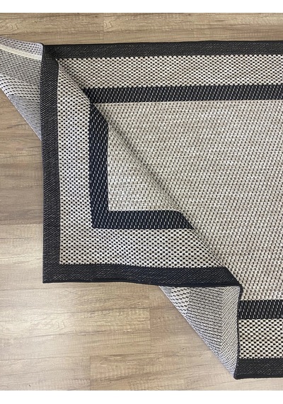 Hoom Rugs 1149 Bej Siyah Sisal Plus Jüt Halı Bej Siyah