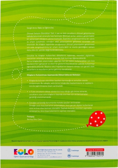Eolo Yayınları 4+ Yaş Zihinsel Gelişim Etkinlikleri – Seviye 1