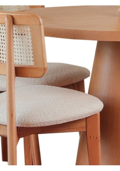 Pissa Natural Ahşap Yemek Masası 100x100 Natural Ayak - Natural Üst