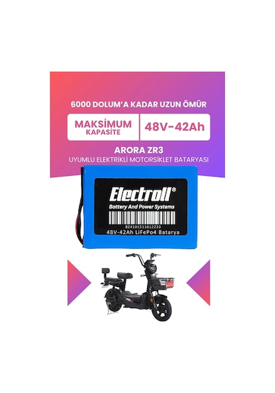 Arora Zr3 Uyumlu Batarya Maksimum Kapasite Lifepo4 48v 42ah Elektrikli Motorsiklet Bataryası