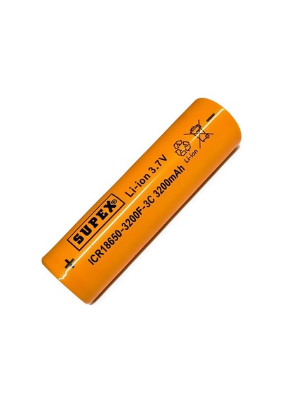 Supex Icr18650-3200f-3c 3.7v 3200mah Li-ion Düz Kafa Başsız Pil