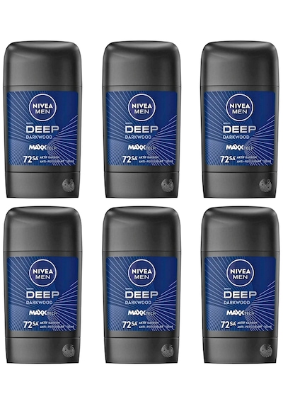 Nivea Men Deep Darkwood Maxxtech Aktif Karbon Erkek Stick Deodorant 6 X 50 Ml