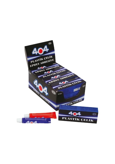 404 Plastik Çelik No:1 Şeffaf Yapıştırıcı 16 Gram Çift Karışımlı - 12 Adet