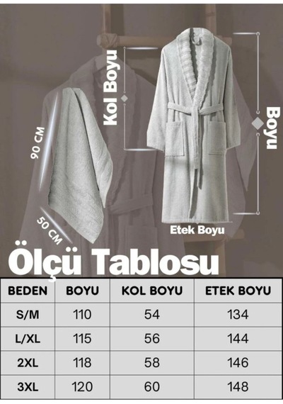 Bornoz - Havlu Seti Carla A.gri L/xl+50x90cm A.gri