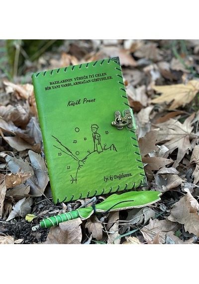 İsme Özel Küçük Prens Deri Defter Yeşil