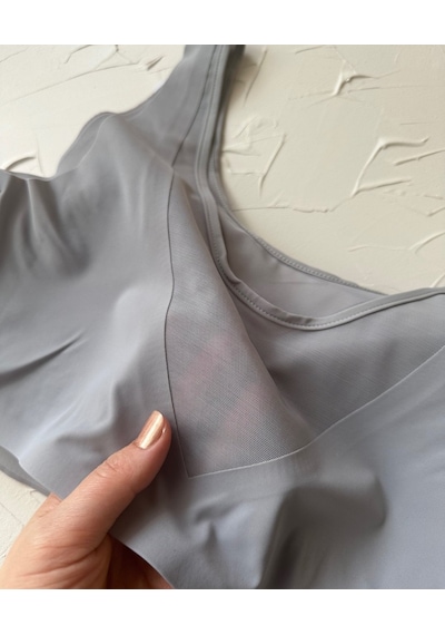 Isabel Tül Detaylı İthal Dikişsiz Balensiz İce-silk Bralet-spor S Gri